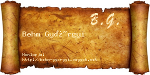Behm Györgyi névjegykártya
